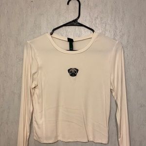 Embroidered pug crop top